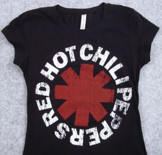 RED HOT CHILI PEPPERS Rock T shirt Womens Juniors SzMedium Black Tee 