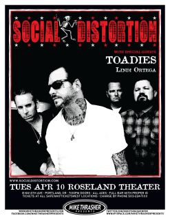 SOCIAL DISTORTION/TOADIES 2012 PORTLAND CONCERT TOUR POSTER Punk Rock 