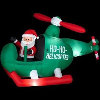 CHRISTMAS ANIMATED SANTA HELICOPTER MOVES AIRBLOWN INFLATABLE GEMMY