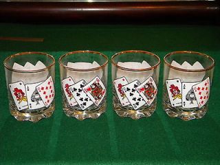 PASABAHCE CIRCLE ART OF GLASS MADE IN TURKEY SET OF 4 POKER CLUB 