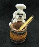 BICHON FRISE Funny CHEF DOG Toothpick Holder Figurine