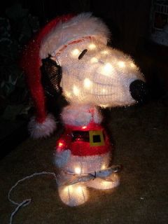 CHRISTMAS OUTDOOR LIGHTED TINSEL 3D PEANUTS SNOOPY DOG SANTA FIGURE 