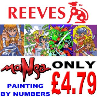 REEVES MANGA PAINTING BY NUMBERS ACRYLIC PAINT STAND EASEL CANVAS 