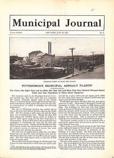 1915 Article Pittsburgh PA Two Municipal Asphalt Plants Description 