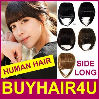 Clip in on Hairpieces Bangs Finges Human Hair Side Long Extensions 