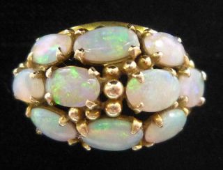 Vintage Opal Cluster 14K Gold Ladies Cocktail Ring   Size 5 3/4