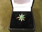 TURQUOISE FLOWER HEAD VINTAGE 9CT CLUSTER RING SET WITH 9 STONES
