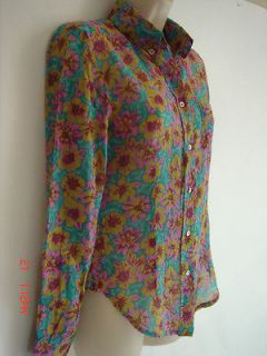   Pepe Floral Prints Cotton&Silk Mix Shirt/Blouse Top Size 42 US 4