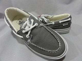 Vans Off The Wall Grey Canvas Lace Up Boat Shoes Mens Size 7 US 
