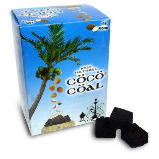 CoCo Coal 100% Natural Coconut Charcoal for Hookah Shisha   108 Pieces