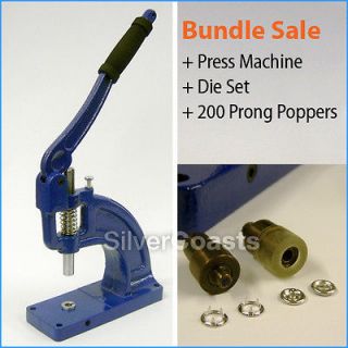 Press Machine Tool Set + 200 Prong Poppers, Snap Fastener Stud, Sewing 