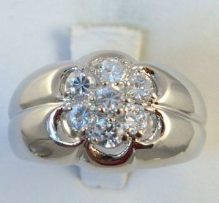 CLUSTER MENS RING russian czs WHITE gold overlay size 12