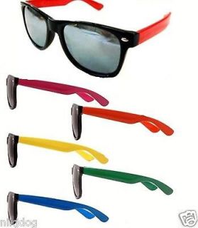  Sunglasses Mirrored Lens Black Frame Asst Arm Colors Retro Mirror