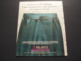 Polartec Climate Control Fabrics Underwear 1994 Print Ad