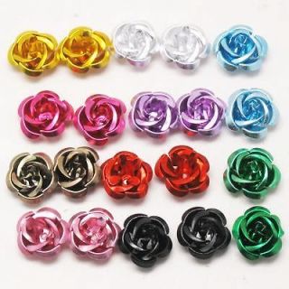 New 1 Pcs 6mm Aluminum Metal Rose Flower Beads Random color