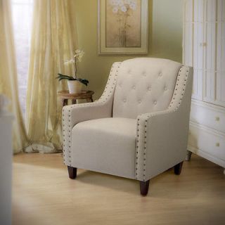   Elegant Design Tufted Back Fabric Upholstered Arm Chairs / Club Chairs