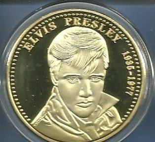 ELVIS PRESLEY THE KING OF ROCK MUSIC 24KT GOLD COIN*