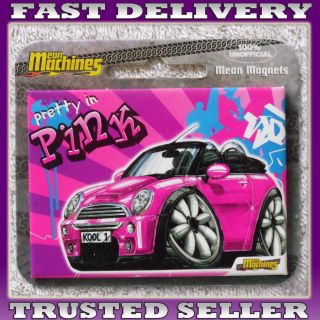 Novelty Fridge Magnet ~ New Pink Mini Cabriolet Styled