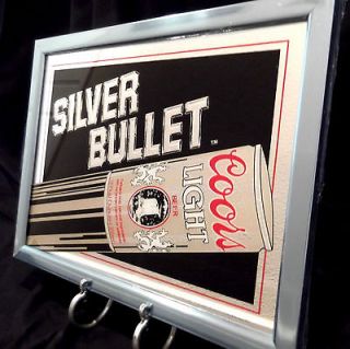   1980s Vintage SILVER BULLET Coors Light Mirrored Bar Sign 19.5x14.5