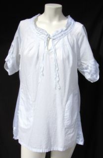 CONVERSE ONE STAR womens AIRY WHITE COTTON S/S BLOUSE SHIRT TUNIC TOP 