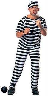 New Adult prisoner man convict halloween costume stripe
