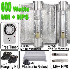   HPS+MH Grow Light Cool Tube Reflector 600W Air Cooled Hood Gift