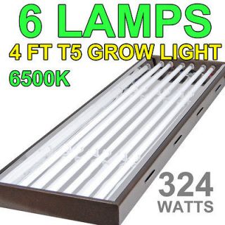   T5 Grow Light Hydroponics Sun 6 Lamps Veg 6500K Fluorescent Bulbs Used