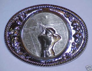 Newly listed Trap Shooting Trophy Belt Buckle #2 SILVER Special Sale