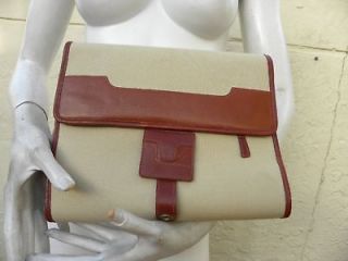 TED LAPIDUS CANVAS & LEATHER CARRY ON COSMETIC MENS BAG