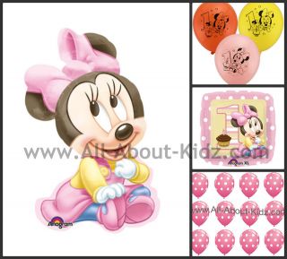   MINNIE MOUSE 1st First Birthday PARTY BALLOONS   Make Your Own Set