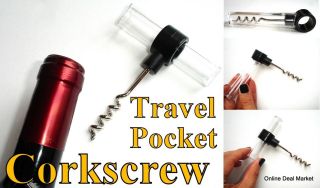 Compact Travel Pocket CORKSCREW Cork Screw Pull Bottle Wine Opener Bar 