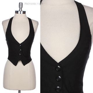 Solid Sleeveless Racerback Three Buttoned Vest with Adjustable Back 