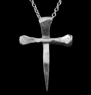 Horseshoe Nail Cross Pendant with Chain, Sterling Silver, Custom Made 