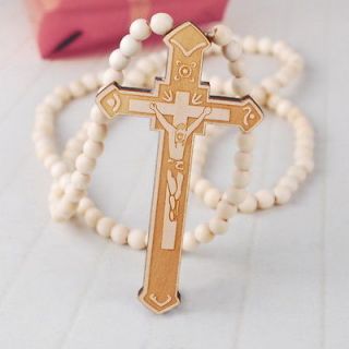 1pcs cross Jesus Hiphiop Men Natural Wood Beads Pendant Necklace