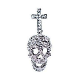 Butler & Wilson Crystal Skull & Cross Brooch Pin B0064