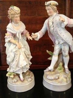 pair antique bisque/porcelain ( Dresden? ) figurines/couple