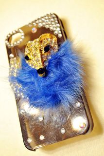 3D FOX Bling Crystal Case for iPhone 4S & 4 High Quality Crystals Blue