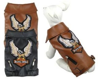 Dog leather jacket eagle design Embroidery Dog Jackets Dog Vest Vests 