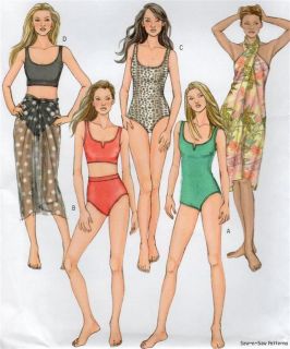CUTE Swim Suit SEWING PATTERN w/ Wrap Cover Up Swimsuit