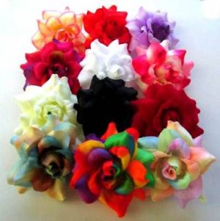 Newly listed 12 Rainbow Roses Artificial Silk Flower Heads Lot 1.75 