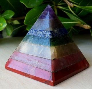 CHAKRA CRYSTAL PYRAMID WITH 7 DIFFERENT GEM STONES   REIKI HEALING