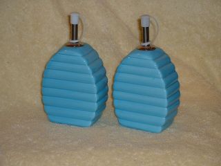 BLUE~OIL AND VINEGAR BOTTLE SET~BY; ALCO INDUSTRIES