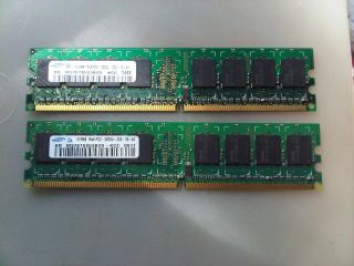   SET   Samsung 512MB X 2 PC2 3200U DDR2 DESKTOP MEMORY RAM   LOT OF 2