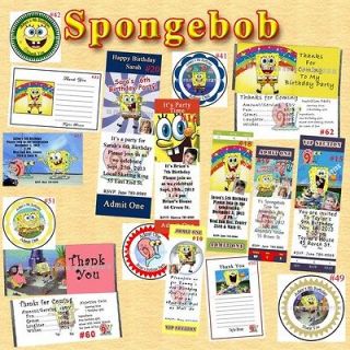   Invitations Spongebob Thank You Card Sticker Candy Wrapper Persz