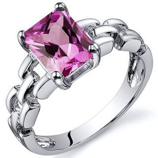 Chain Link 2.00 cts Pink Sapphire Engagement Ring Sterling Silver 
