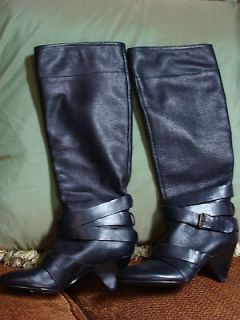 New CYNTHIA ROWLEY Lainey Black Leather Boots Size 6 1/2 6.5