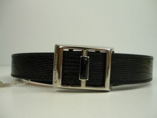 SQUARED BLACK LEATHER PATTERN BELT SMALL 32/​34 ITALY NWT $​345