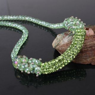 Shamballa green swarovski crystal newest design chain necklace 400mm 