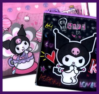 Sanrio Kuromi Pink or black mesh zip pen case cosmetic bag pick 1