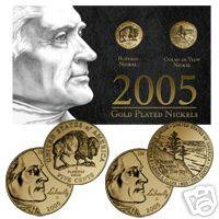 2005 24K Gold Plated US Nickels